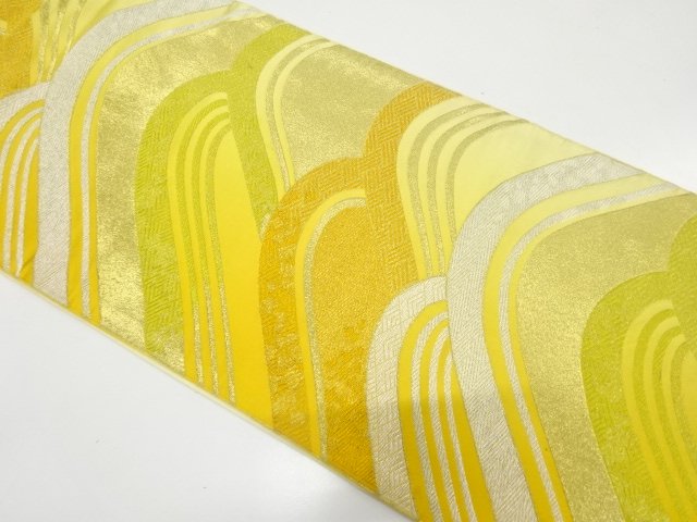 JAPANESE KIMONO / ANTIQUE MOUNTAIN RANGE PATTERN WOVEN FUKURO OBI (MAT